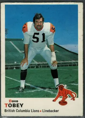 1970 O-Pee-Chee Dave Tobey #27 British Columbia Lions EX-MT 6