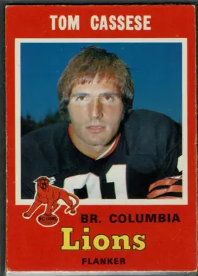 1971 O-Pee-Chee Tom Cassese #31 BC Lions CFL Football Card