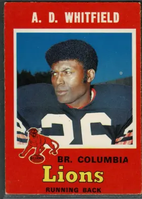 1971 O-Pee-Chee A.D. Whitfield #35 BC Lions Vintage CFL Football Card