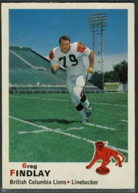1970 O-Pee-Chee CFL Greg Findlay #35 British Columbia Lions EX-MT 6