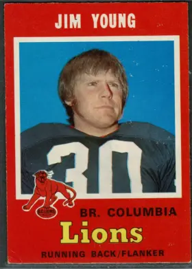 1971 O-Pee-Chee Jim Young #36 BC Lions CFL Hall of Fame Vintage Football Card