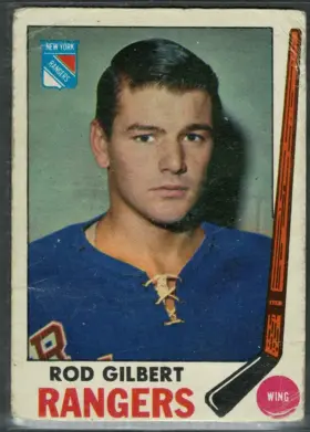 1969 O-Pee-Chee Rod Gilbert #37 Stamp Reverse New York Rangers