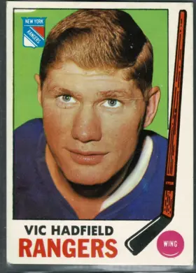 1969 Topps Vic Hadfield #38 Blistering Slap Shot New York Rangers