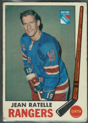 1969 O-Pee-Chee Jean Ratelle #42 Stamp Reverse New York Rangers
