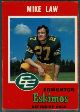 1971 O-Pee-Chee CFL Mike Law #53 Vintage Base Card Edmonton Eskimos