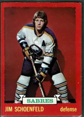 1973-74 O-Pee-Chee Jim Schoenfeld #86 RC Rookie Dark Back Sabres