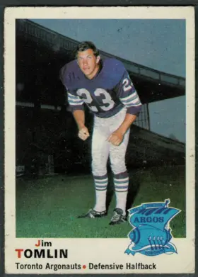 1970 O-Pee-Chee CFL Jim Tomlin #9 Vintage Toronto Argonauts