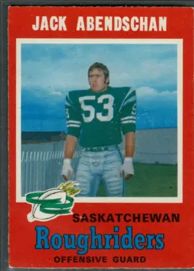 1971 O-Pee-Chee Jack Abendschan #90 CFL All-Star Saskatchewan Roughriders Card