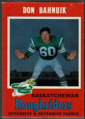 1971 O-Pee-Chee CFL Don Bahnuik #91 Bilingual Back Saskatchewan Roughriders