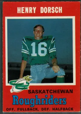 1971 O-Pee-Chee Henry Dorsch #95 Saskatchewan Roughriders CFL Football Card