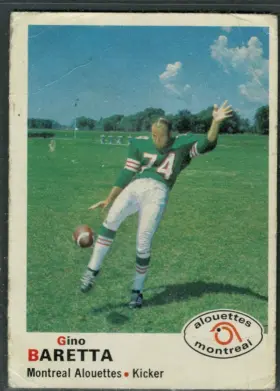 1970 O-Pee-Chee Gino Baretta #104 Montreal Alouettes VG 3