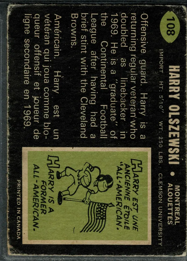 108 Harry Olszewski 1970 O Pee Chee Back Vg Ex from 4 1