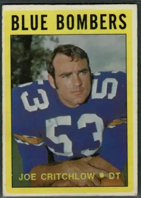 1972 O-Pee-Chee CFL Joe Critchlow #116 Base Set Winnipeg Blue Bombers CFL