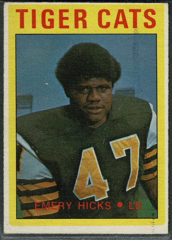 1972 O-Pee-Chee CFL Emery Hicks #12 Late-Season Trade Hamilton Tiger-Cats