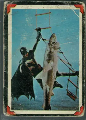 1966 O-Pee-Chee Batman #20 Attacked Shark Scene Riddler Back Batman Series