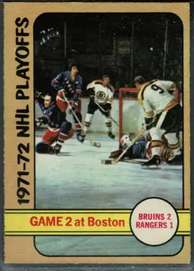 1972-73 O-Pee-Chee Game 2 at Boston #20 1971-72 NHL Championship Boston Bruins vs New York Rangers Playoffs