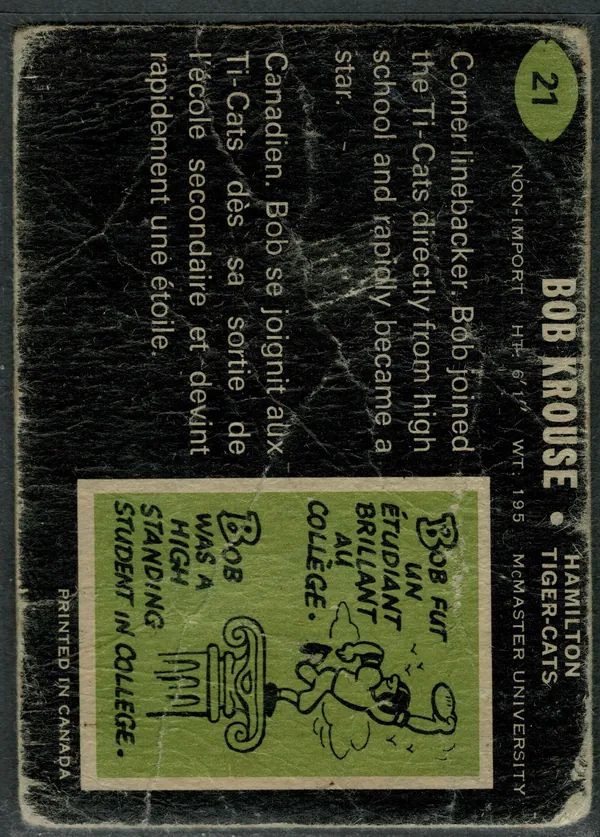 21 Bob Krouse 1971 O Pee Chee Back from Vg 3