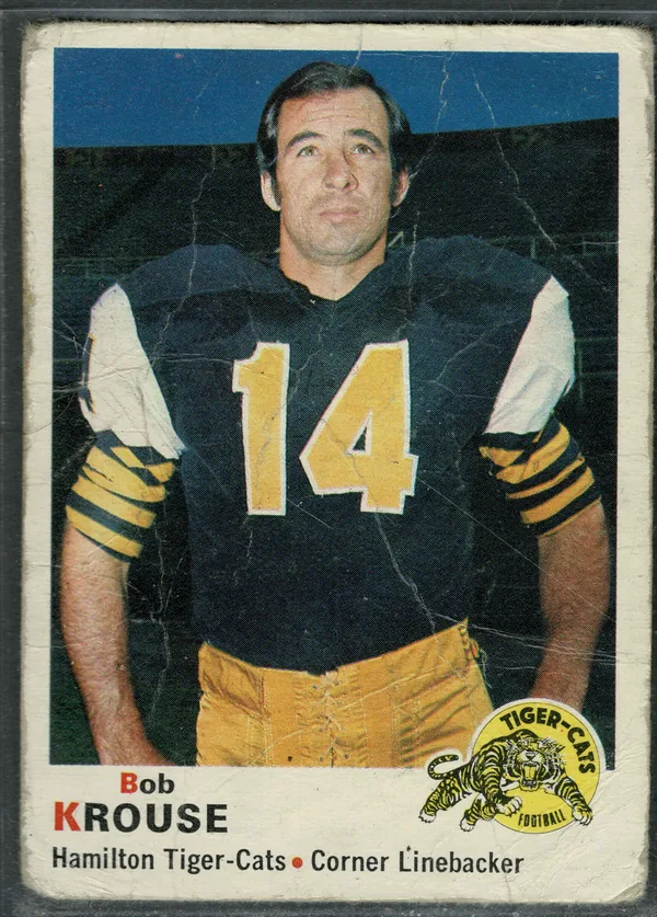 1971 O-Pee-Chee CFL Bob Krouse #21 Corner Linebacker Hamilton Tiger-Cats VG 3