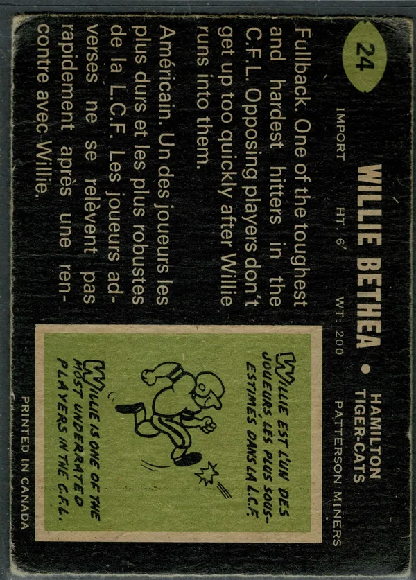 24 Willie Bethea 1970 O Pee Chee from Back Ex5