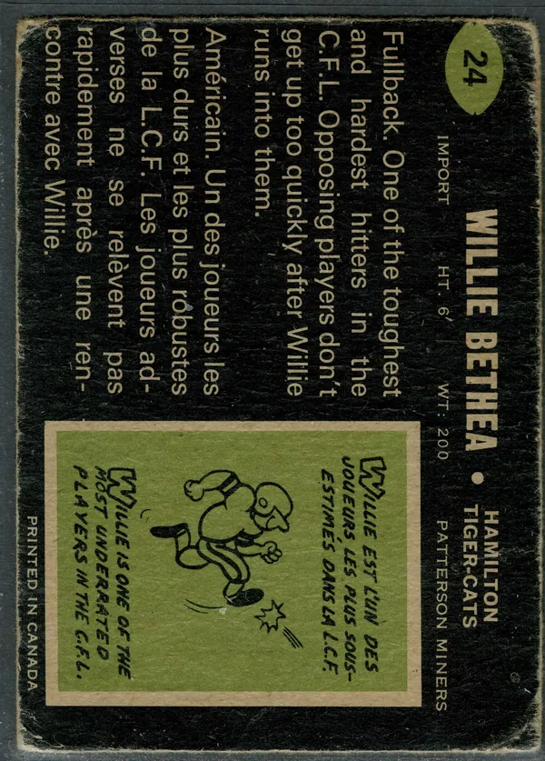 24 Willie Bethea 1970 O Pee Chee from Back G2