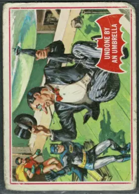 1966 O-Pee-Chee Batman Undone by an Umbrella #30A Penguin Puzzle Back Red Bat A Series