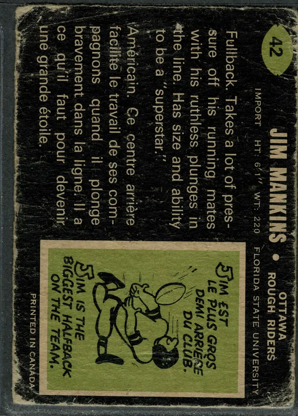 42 Jim Mankins 1970 O Pee Chee Cfl Back from Good 2