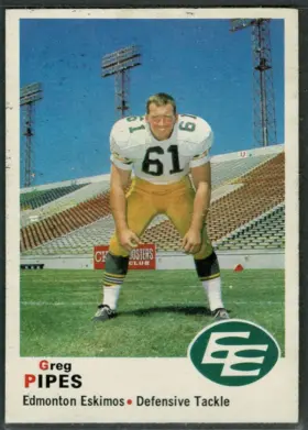 1970 O-Pee-Chee Greg Pipes #52 Bilingual Back Edmonton Eskimos CFL EX 5