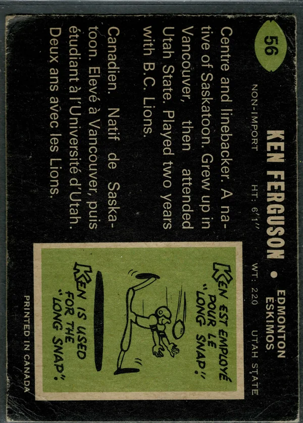 56 Ken Ferguson 1970 O Pee Chee Back Ex from 5 1