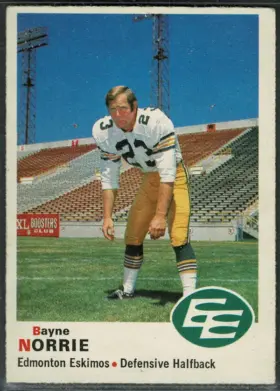 1970 O-Pee-Chee Bayne Norrie #60 Bilingual Back Edmonton Eskimos CFL EX 5