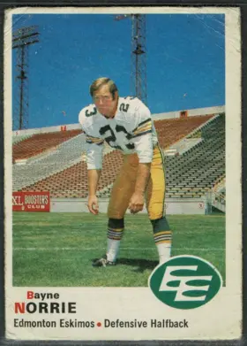 1970 O-Pee-Chee Bayne Norrie #60 Bilingual Back Edmonton Eskimos CFL VG-EX 4