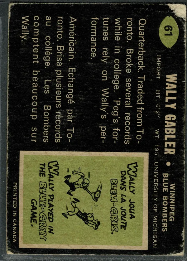61 Wally Gabler 1970 O Pee Chee Back from Ex 5