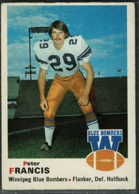 1970 O-Pee-Chee Peter Francis #63 Rookie Card Winnipeg Blue Bombers CFL EX 5