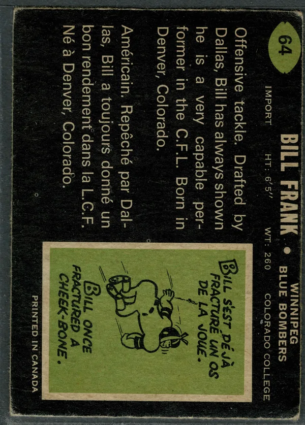 64 Bill Frank 1970 O Pee Chee Back from Ex 5
