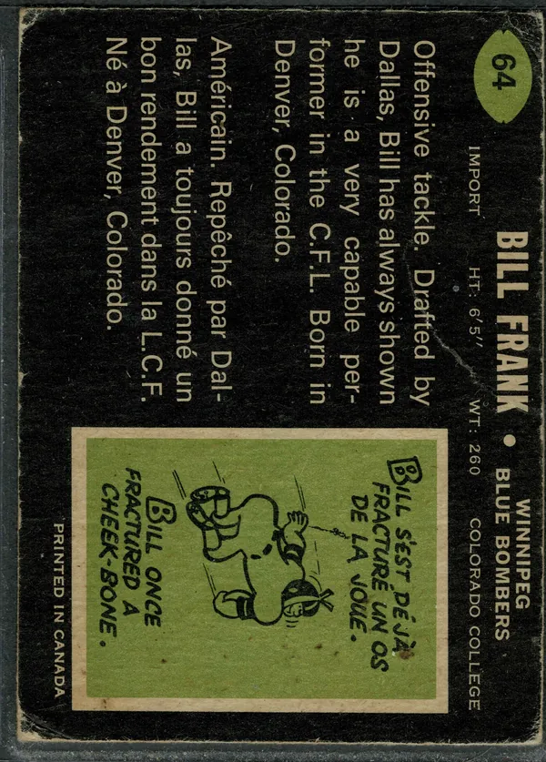 64 Bill Frank 1970 O Pee Chee Back Vgex from 4 1