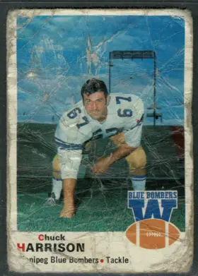 1970 O-Pee-Chee Chuck Harrison #65 Winnipeg Blue Bombers CFL Card POOR 1