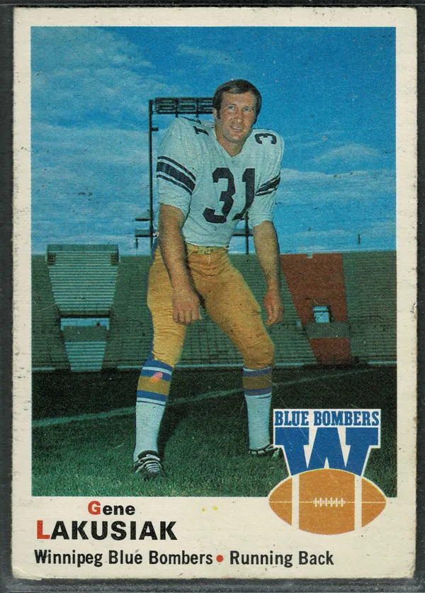 1970 O-Pee-Chee Gene Lakusiak #66 Winnipeg Blue Bombers VG-EX 4