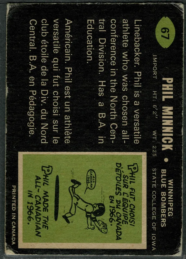 67 Phil Minnick 1970 O Pee Chee Back from Vgex4 1