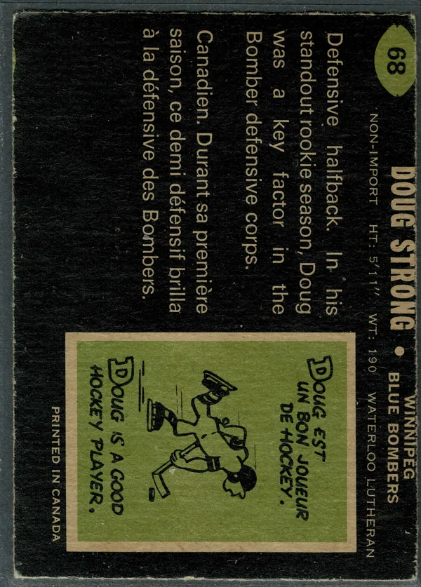 68 Doug Strong 1970 O Pee Chee Back from Exmt 6