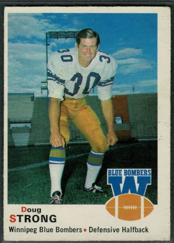 1970 O-Pee-Chee Doug Strong #68 Rookie Card Winnipeg Blue Bombers CFL EX-MT 6