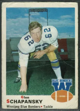 1970 O-Pee-Chee Glen Schapansky #69 CFL Rookie Card Winnipeg Blue Bombers GOOD-VG 2.5