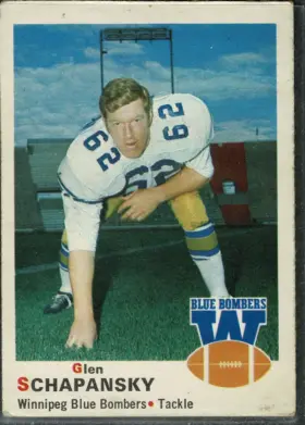 1970 O-Pee-Chee Glen Schapansky #69 CFL Rookie Card Winnipeg Blue Bombers VG 3