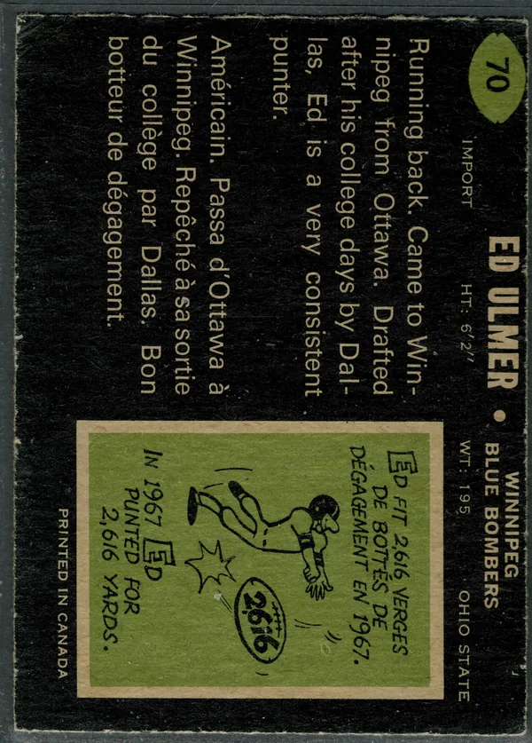 70 Ed Ulmer 1970 O Pee Chee from Back Ex5