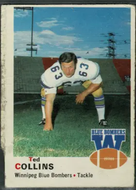 1970 O-Pee-Chee Ted Collins #72 Winnipeg Blue Bombers G-VG 3 Miscut