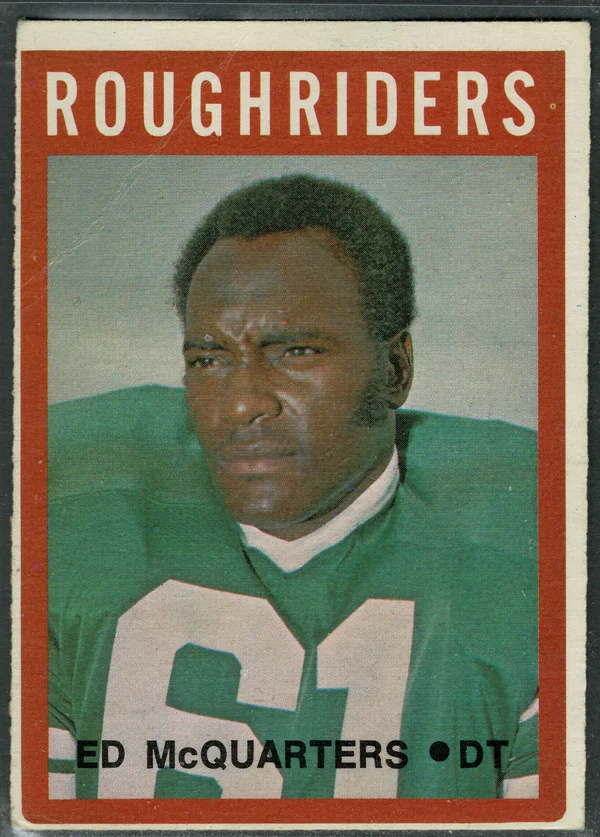 1972 O-Pee-Chee CFL Ed McQuarters #83 1967 Schenley Award Winner Saskatchewan Roughriders