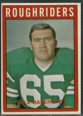 1972 O-Pee-Chee CFL Bill Baker #85 1971 WFC All-Star Saskatchewan Roughriders
