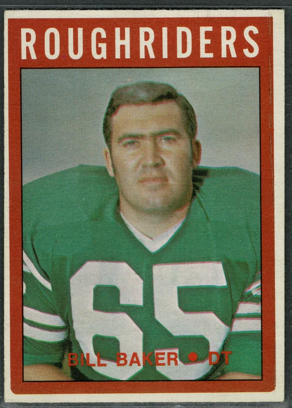 1972 O-Pee-Chee CFL Bill Baker #85 1971 WFC All-Star Saskatchewan Roughriders