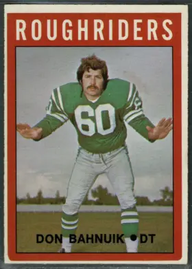 1972 O-Pee-Chee CFL Don Bahnuik #86 1966 Grey Cup Championship Debut Saskatchewan Roughriders