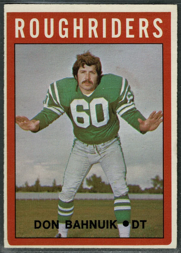 1972 O-Pee-Chee CFL Don Bahnuik #86 1966 Grey Cup Championship Debut Saskatchewan Roughriders