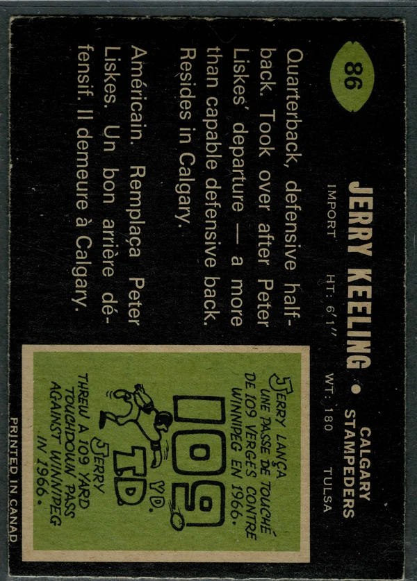 86 Jerry Keeling 1970 O Pee Chee from Back Ex5