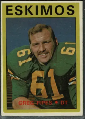 1972 O-Pee-Chee Greg Pipes #92 Edmonton Eskimos